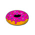 The Pink Frosted Donut Ball Marker by Ballmarkers.com features a cartoon-style donut with bright pink icing and colorful sprinkles, custom cut-to-shape—perfect for golf enthusiasts seeking a fun accessory.