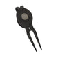 The Evergolf Slick Divot Tool by Evergolf is a sleek black metal golf accessory with a magnetic circular ball marker engraved “EVERGOLF” at the top.