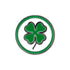 The Evergolf Four Leaf Clover Ball Marker features a green clover on a green-bordered white round pin, crafted from quality metal—making it the perfect golf accessory.