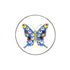 Butterfly Crystal by Evergolf features a blue butterfly with a yellow body and red-edged wings, embellished with shiny crystal ball markers and framed in black on white—a charming design for unique golf accessories or golfer gifts.
