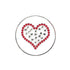 The Evergolf Heart Crystal features a circular design with a red-outlined heart filled with silver rhinestones on a white background—ideal as a sparkling crystal ball marker or a distinctive golf gift.