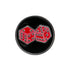 The Evergolf Dice is a circular black metal pin featuring two red dice with white dots, set side by side and slightly tilted—ideal for golf accessories or as a standout piece in your Evergolf Ball Markers collection.