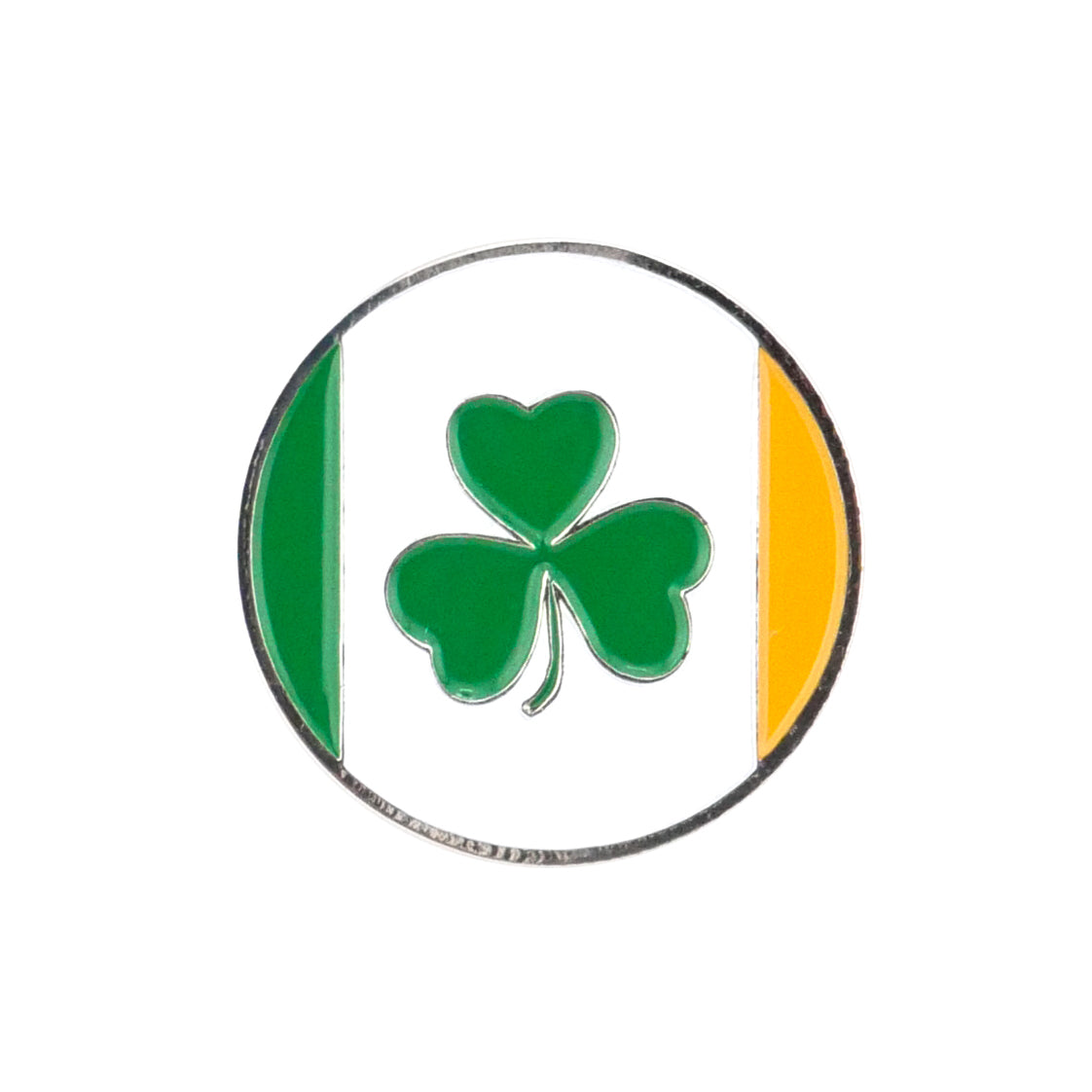 The Evergolf Irish Flag ball marker showcases the green, white, and orange colors with a central shamrock. Made from high quality metal, it’s a perfect addition to your golf accessories collection.