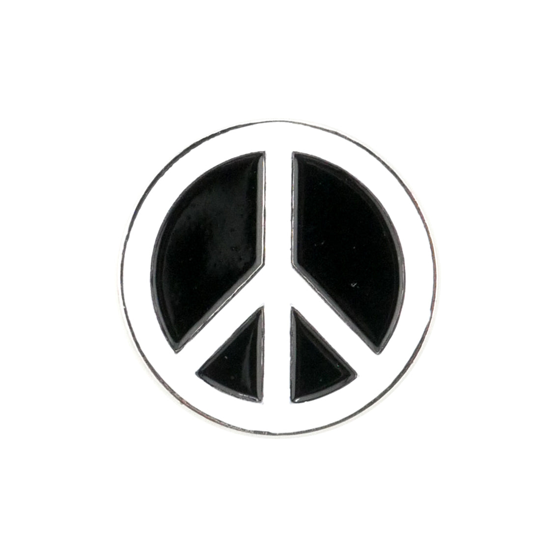 The Evergolf Peace Sign is a black and white, high-quality metal ball marker featuring a classic peace symbol—an ideal addition to your golf accessories.