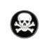 The Evergolf Skull & Crossbones ball marker features a round, high-quality metal design with a white skull and crossbones on black—perfect for adding bold style and edge to your golf gear.