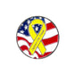 The Evergolf "Support Our Troops" round metal ball marker features a waving American flag and a bold yellow ribbon. A great addition to your golf accessories or Evergolf Ball Markers collection.
