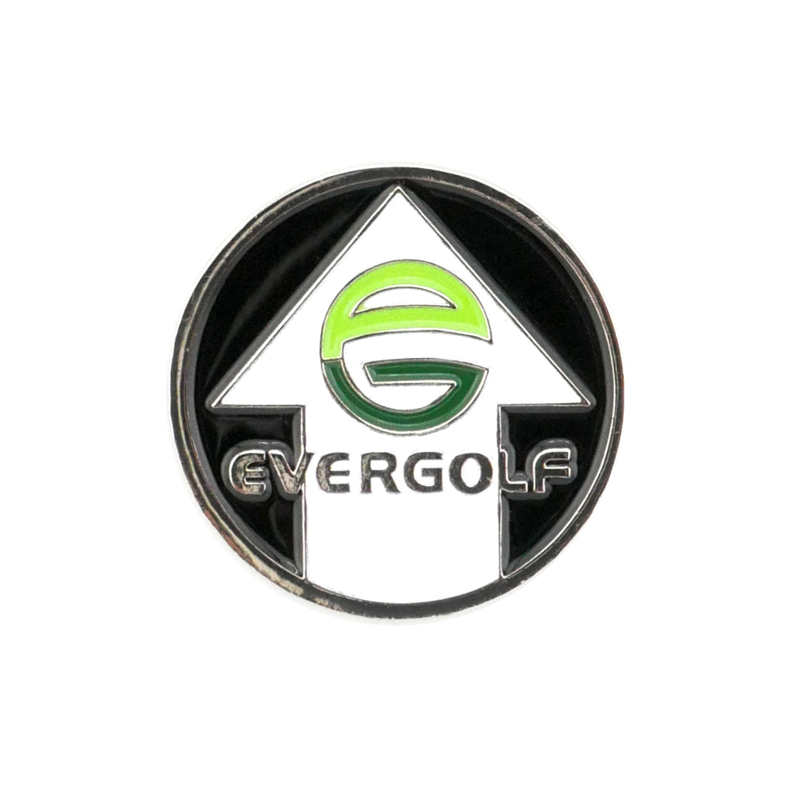 A round metal logo featuring a skull & crossbones, bordered in black, with the word EVERGOLF in silver below. This high quality piece is perfect for Evergolf Ball Markers or other golf accessories.