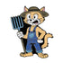 Add a fun touch to your golf gear with the Farm Cat Ball Marker d by Ballmarkers.com—a cartoon cat in blue overalls and brown hat, standing upright with a pitchfork and a surprised look. Great for any barnyard golf accessory collection!.