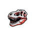 The T-Rex Fossil Ball Marker by Ballmarkers.com features bold black outlines and red accents on a stylized dino skull—perfect for adding Jurassic flair to your game.