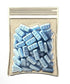 Introducing the Xanny Bars Ground Score Ball Marker by Tee Bumps: a pin crafted in the shape of a small plastic bag filled with blue rectangular pills, each stamped with “XANAX.” Featuring a silver border and ziplock-style top, this unique accessory is ideal for collectors or as a standout golf ball marker—perfect for those who love the Bars Ground Score aesthetic.