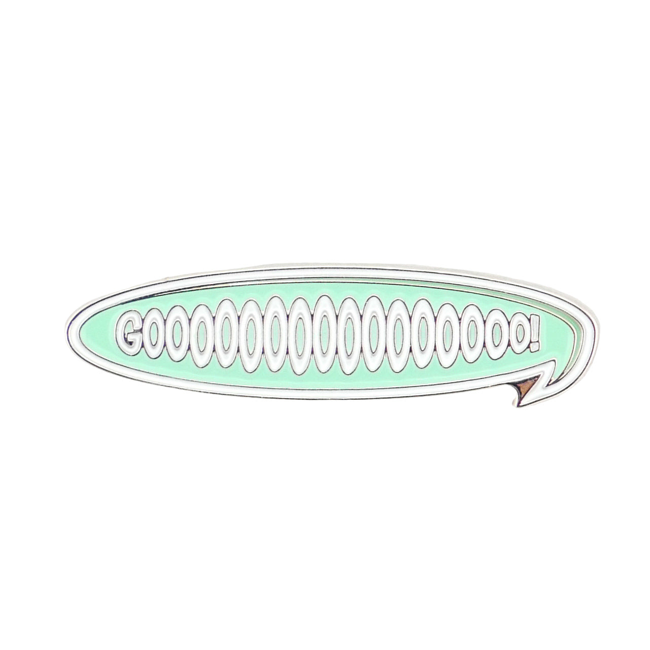 The Gooooooooooo! Speech Bubble pin by Logie Joe's Golf features a green bubble with "GOOOOOOOOOOoo!" in bold white, making it a fun and unique golf accessory or ball marker for enthusiasts seeking something special.