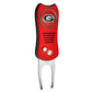 The Switchfix ACC College Switchfix Divot Tool with Ball Marker features a metallic fork, black grip accents, and a bold University of Georgia G logo plus a magnetic ball marker for added convenience.
