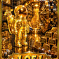 An astronaut golf statue stands in front of an open bank vault packed with gold bars, representing the exclusive Astronaut Walker Mystery Blind Bag from Ballmarkers.com. The text “Ballmarkers.com” appears at the top and “1 OF 1” at the bottom, surrounded by stars to highlight the rarity and prestige of this unique golf ball marker.