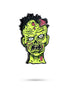 The Mutant Zombie - Ball Marker by Pins and Aces features a cartoonish zombie head with green skin, exposed brain, messy black hair, and exaggerated features—ideal for fans or collectors of unique cast steel ball markers.