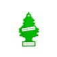 A green, tree-shaped Hitten Trees NutNBut Trees air freshener from Ballmarkers by Logie Joes, with white labels, photographed on a white background—perfect as a funny golf gift or to pair with unique golf ball markers.