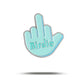 The Birdie Finger enamel pin by Bogey Bros features a teal hand flipping the bird with "Birdie" on the palm—a bold accessory for golf fans who celebrate every birdie, on or off the course.
