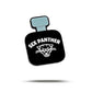 A black, bottle-shaped Sex Panther by Bogey Bros features a blue cap, the words SEX PANTHER, and a white stylized panther head logo on the front. The bold design hints that it "works every time," with a faint shadow cast below.