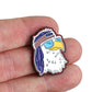 A hand holds the Bogey Bros FREEagle enamel pin, featuring an American Eagle wearing blue sunglasses and a red, white, and blue headband.
