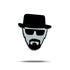 The Bogey Bros "Heisenberg" features a minimalist black-and-white design of a bearded man in a fedora and sunglasses with "Say my name" beneath, set on a plain white background.