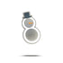 Bogey Bros Snowman: A minimal snowman with a silver outline, two silver circles for the body, orange carrot nose, black top hat, all on a white background—ideal for snowman golf lovers.