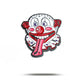 The Bogey Bros "Happy Land Clown" features a cartoon face with a big red nose, wide eyes, ruffled collar, and long red tongue on a white background—this zany clown could easily be Happy's nemesis.