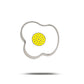 The Bogey Bros Fried Egg is a metal egg ring shaped like a fried egg, with a round yellow center featuring small holes, shown against a white background with a subtle shadow—ideal for breakfast perfection.