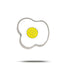 The Bogey Bros Fried Egg is a metal egg ring shaped like a fried egg, with a round yellow center featuring small holes, shown against a white background with a subtle shadow—ideal for breakfast perfection.