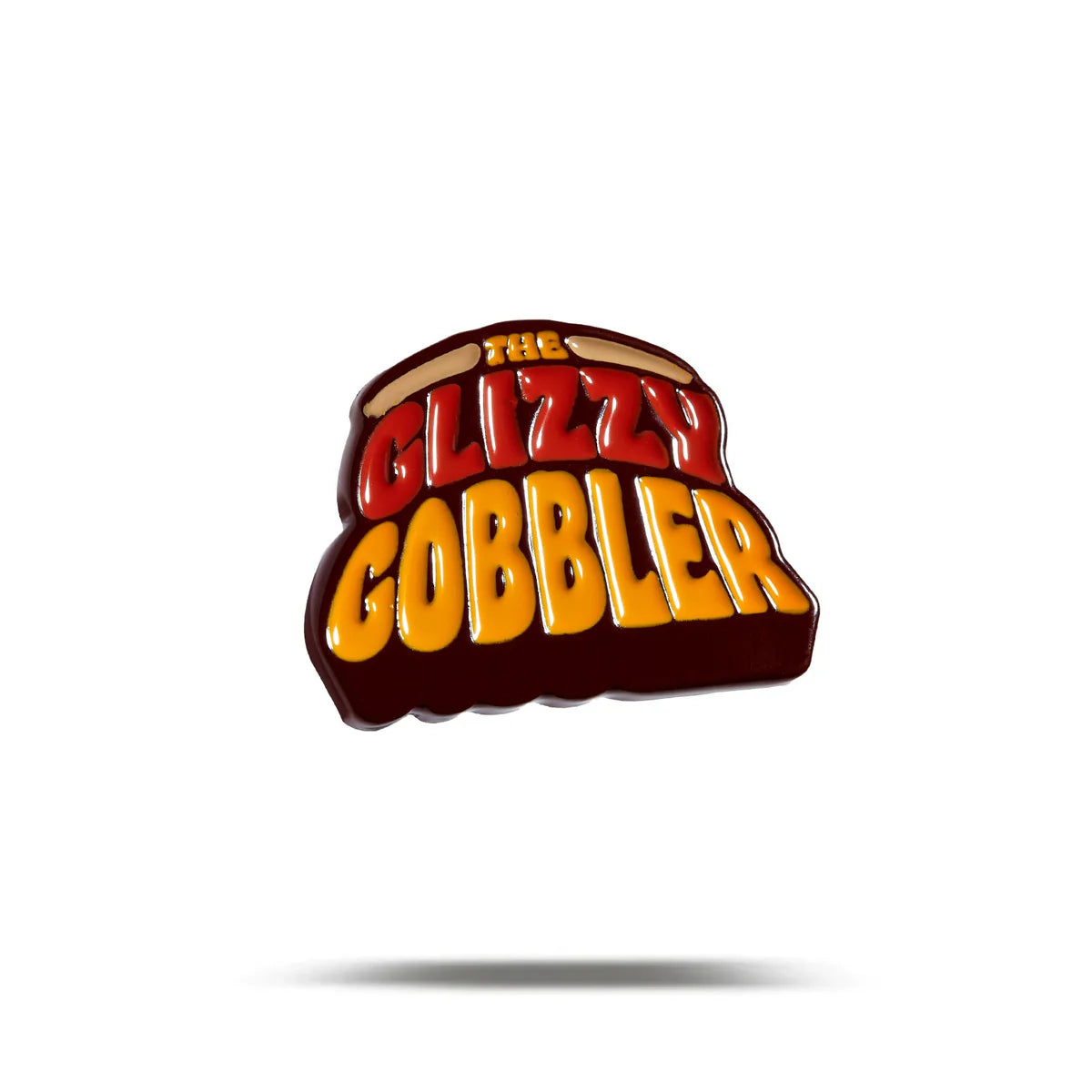 Add some flair to your golf hat or bag with the Bogey Bros Glizzy Gobbler pin, featuring bold retro red and yellow lettering on white. A shiny enamel accessory that’s perfect for standing out on the green!.