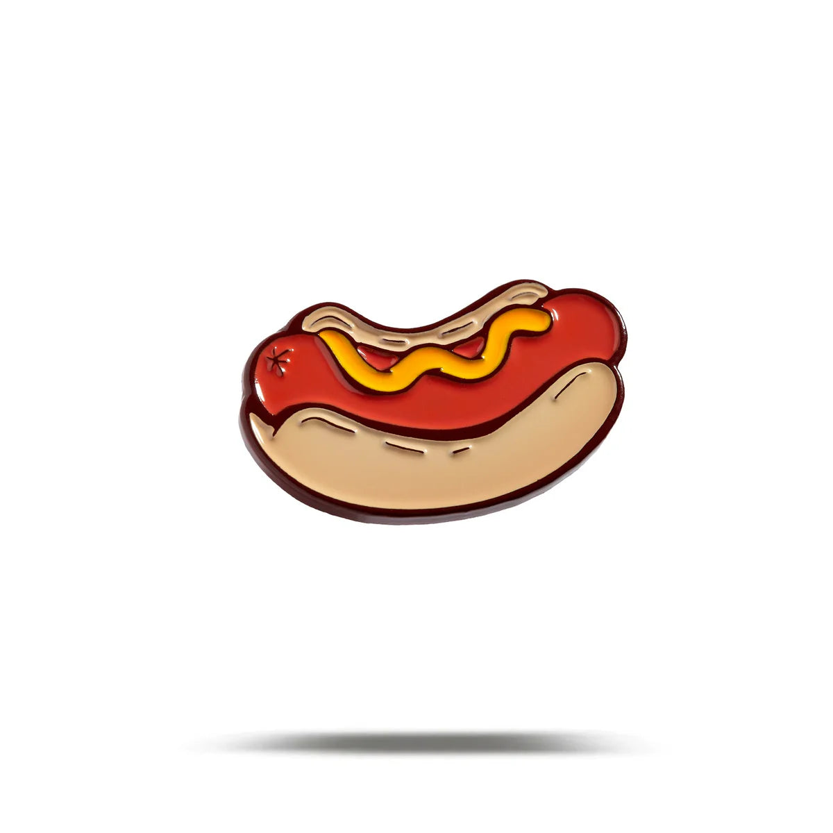 The Bogey Bros Hot Dog features a classic sausage in a bun with yellow mustard on a white background and subtle shadow—a perfect snack for any occasion.