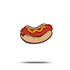 The Bogey Bros Hot Dog features a classic sausage in a bun with yellow mustard on a white background and subtle shadow—a perfect snack for any occasion.