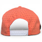 The Just Peachy Golf Hat by Logie Joe's Golf is a stylish peach snapback cap with small ventilation holes, an adjustable white plastic closure, and a built-in magnetic ball marker holder plus marker—perfect for sunny golf days.