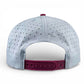 The Logie Joe's Golf Transfusion Golf Hat is a light gray snapback cap shown from the back, featuring a maroon adjustable closure, ventilation holes, and a built-in magnetic ball marker holder with marker included.