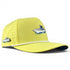 Introducing the Motor Boatin’ Golf Hat by Logie Joe’s Golf—a vibrant yellow snapback cap featuring a small boat illustration on the front and side. This versatile golf hat is designed with a white cord above the brim, side ventilation holes, and an adjustable snapback closure for a comfortable, perfect fit. Plus, it includes a built-in magnetic ball marker holder and marker!.