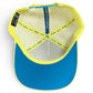 Here’s a revised version of the sentence using your product data: The interior view of the Logie Joe’s Golf Motor Boatin’ Golf Hat showcases its yellow and blue design, adjustable snapback, sweatband, label tags, perforated lining with visible stitching, and an inspiring phrase along the inner band. This stylish cap features a built-in magnetic ball marker holder (with marker included), making it as functional as it is motivating—perfect for golfers on and off the course.