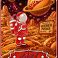 An astronaut stands on a hot dog planet with towering hot dog mountains and Saturn-like hot dog rings. A sign reads “Welcome to Wiener Prime.” Text says RARE 1 of 50. The Astronaut Walker Mystery Blind Bag from Ballmarkers.com is the perfect unique golf ball marker for collectors and space enthusiasts alike.