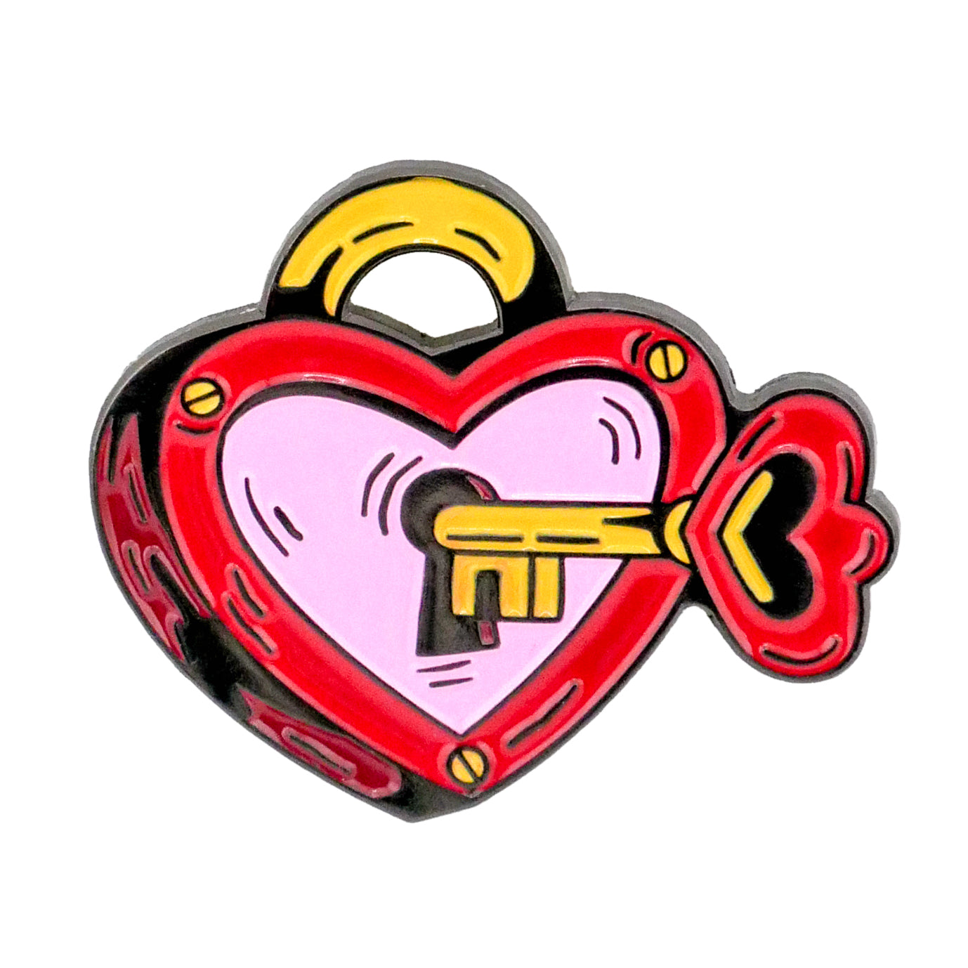 The Key to Your Heart Ball Marker by Ballmarkers.com features a playful cartoon heart-shaped padlock and gold key—perfect as a Valentine’s Day golf gift or couples golf accessory.