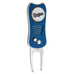 The MLB Switchfix Divot Tool with Ball Marker by MLB features a blue and silver design, Dodgers logo on top, textured grip, magnetic ball marker, and dual small buttons.