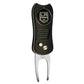 The Ballmarkers.com NHL Switchfix Divot Tool with Ball Marker features a black and silver design, textured grip, switchblade mechanism, LA Kings logo, and is part of the NHL Team Switchfix Tools collection. Includes a convenient magnetic ball marker.