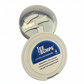 An open round white container labeled Golf Gear Heaven Lip Pillow Ball Markers (4 pack) reveals four small silver rectangular items inside—these bestselling golf accessories include a warning on the label.