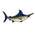 The Marlin Ball Marker by Ballmarkers.com features a stylized illustration of a marlin with a long pointed bill, blue upper body, yellow side stripe, and white underbelly.
