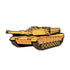 The Tank Ball Marker by Ballmarkers.com features a cartoon-style yellow tank with a long barrel, black-outlined panels, and detailed tracks—a unique, military-inspired golf accessory.