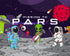 Cartoon astronauts and aliens golf on a cratered gray moon under a purple starry sky, with spaceships, comets, a red planet, and the Mission to Pars ball marker from Ballmarkers.com’s Mission to Pars Ball Marker Bundle - Mystery. Text: Mission to Pars.