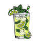 The Mojito Ball Marker from Ballmarkers.com features a vibrant glass with a yellow drink, ice, mint, lime wedges, and a green-striped straw—perfectly capturing the refreshing spirit of a mojito on a crisp white background.