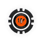 The NFL Team Ball Marker by NFL is a black and white poker chip marker featuring the orange Cincinnati Bengals “B” logo in the center, with "Cincinnati Bengals" encircling the logo.