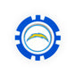 The NFL Team Ball Marker by NFL features the Los Angeles Chargers lightning bolt logo in the center of a blue and white poker chip, displayed on a white background.