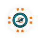 The NFL Team Ball Marker by NFL features a white poker chip design with orange accents, displaying the Miami Dolphins logo and team name in teal on a circular teal background.