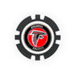 The NFL Team Ball Marker by NFL features a black and white poker chip design with the Atlanta Falcons logo—a silver falcon head on a red background—with "Atlanta Falcons" above and below the logo.
