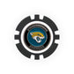 The NFL Team Ball Marker by NFL features a black and white poker chip design with the Jacksonville Jaguars logo—a jaguar head on teal—and "JACKSONVILLE JAGUARS" around the edge.