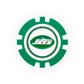 The NFL Team Ball Markers by NFL feature a green and white poker chip design with the New York Jets logo and "Jets" inside a green football shape at the center.