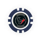 The NFL Team Ball Marker by NFL is a black and white poker chip featuring the Houston Texans logo and text, with their bull head emblem in red, white, and blue at the center.